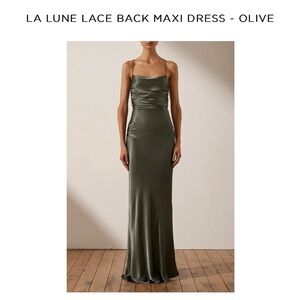 La Lune Lace Back Maxi Dress- Olive